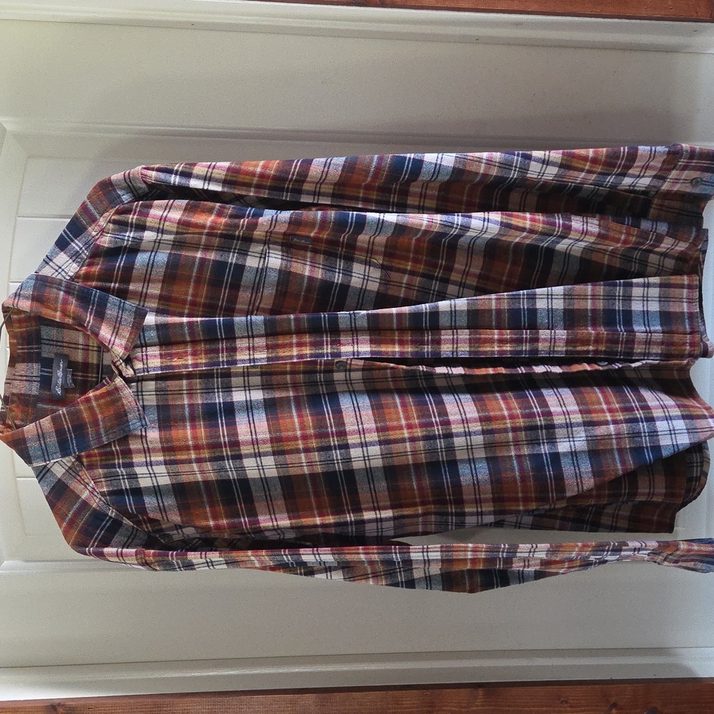 Eddie Bauer Men's Multicolor Plaid 100% Cotton Flannel Shirt